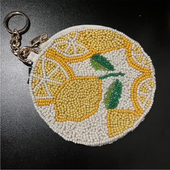 Handbags - Glass Beaded Lemon Coin Purse Keychain NWT $39 MSRP